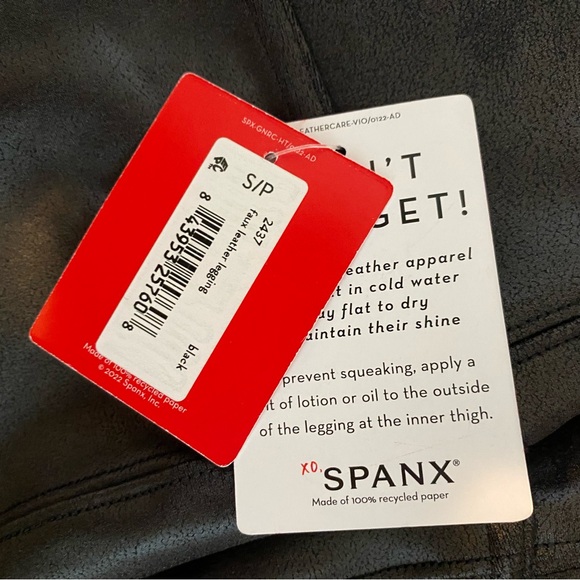 NWT Spanx Authentic Faux Leather Leggings Black Women's Size Small - Picture 5 of 5